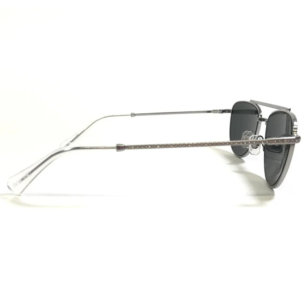 Swarovski Sunglasses SK7007 400487 Polished Silver Sparkly Crystals Black Lenses